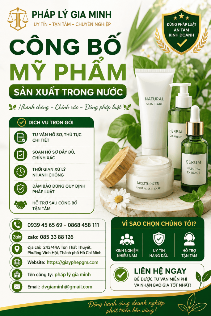 Công Bố Mỹ Phẩm Sản Xuất Trong Nước