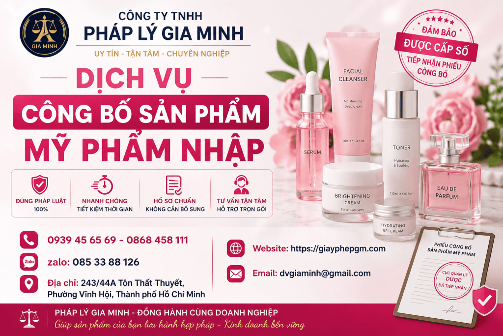 Dịch Vụ Công Bố Sản Phẩm Mỹ Phẩm Nhập