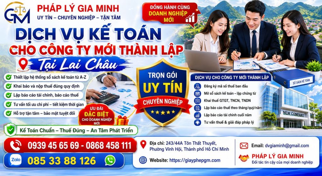 Dịch vụ kế toán cho công ty mới thành lập tại Lai Châu