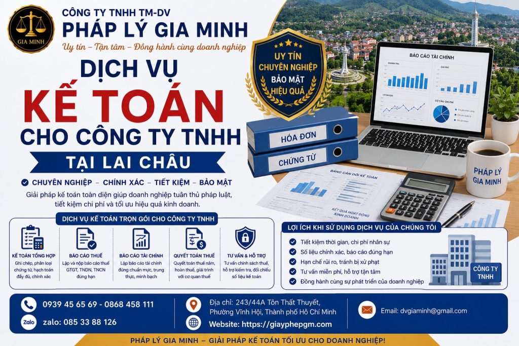 Dịch vụ kế toán cho công ty TNHH tại Lai Châu