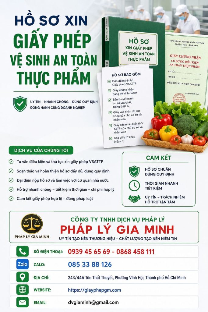 Hồ Sơ Xin Giấy Phép Vệ Sinh An Toàn Thực Phẩm