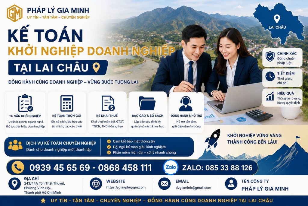 Kế toán khởi nghiệp doanh nghiệp tại Lai Châu