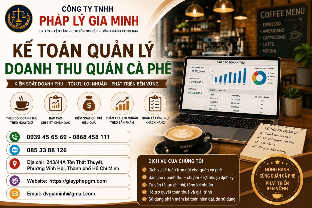 Kế toán quản lý doanh thu quán cà phê