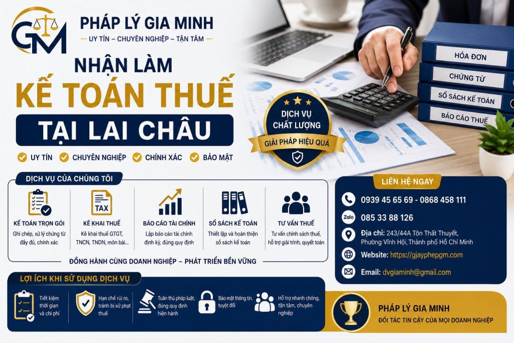 Nhận làm kế toán thuế tại Lai Châu