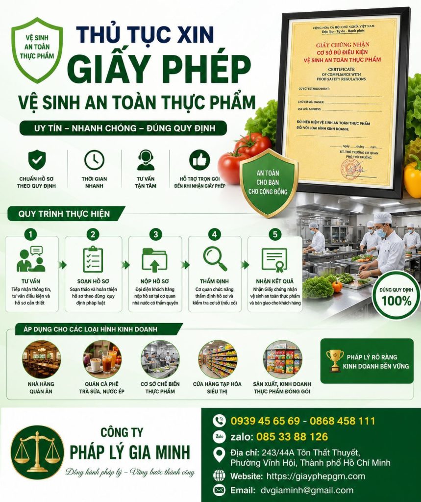 Thủ Tục Xin Giấy Phép Vệ Sinh An Toàn Thực Phẩm