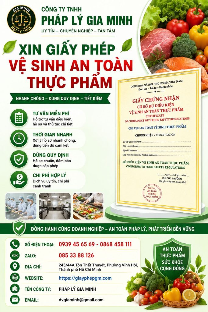 Xin Giấy Phép Vệ Sinh An Toàn Thực Phẩm