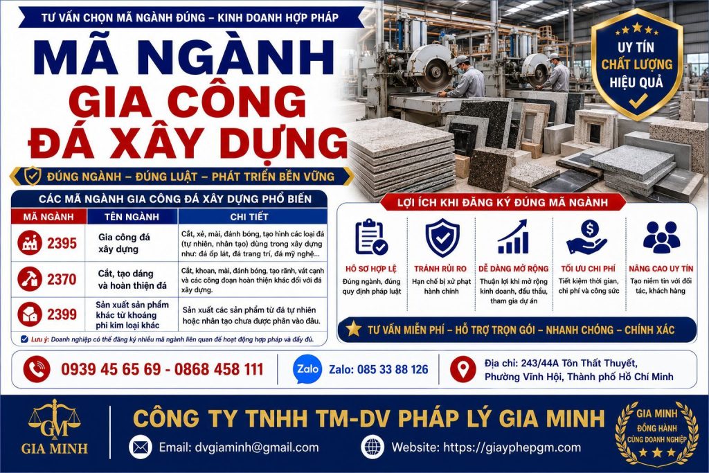 Mã Ngành Gia Công Đá Xây Dựng