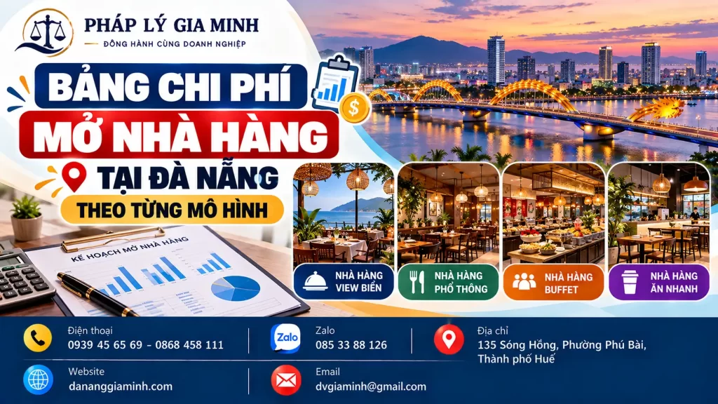 Bảng dự toán chi phí mở nhà hàng tại Đà Nẵng theo mô hình