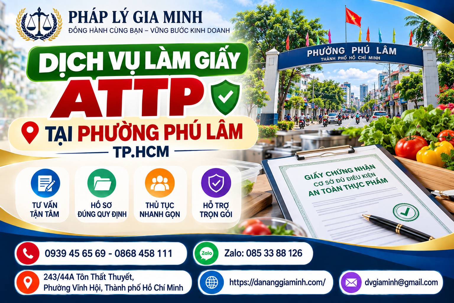 Dịch vụ làm giấy ATTP tại phường Phú Lâm TP.HCM