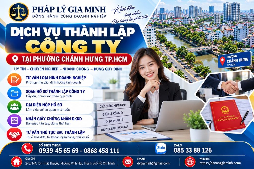 Dịch vụ thành lập công ty tại phường Chánh Hưng TP.HCM