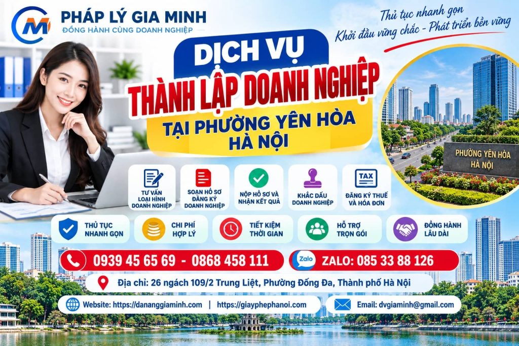 Dịch vụ thành lập doanh nghiệp tại phường Yên Hòa Hà Nội