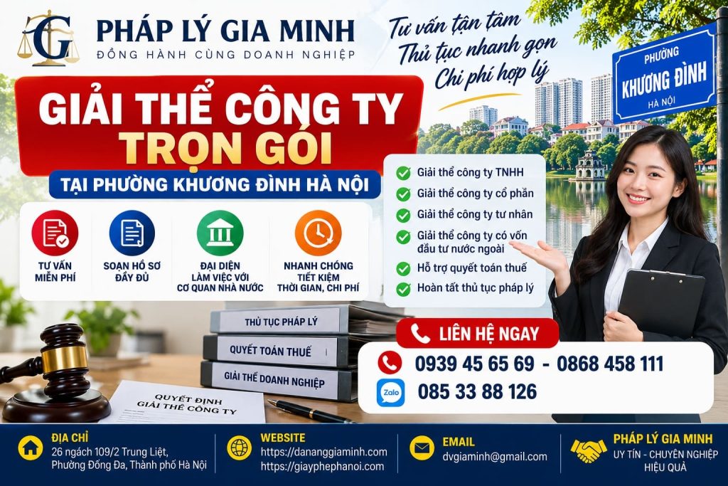 Giải thể công ty trọn gói tại phường Khương Đình Hà Nội